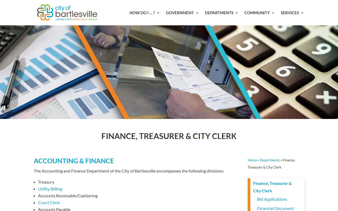 Bartlesville Finance Department unclaimed money