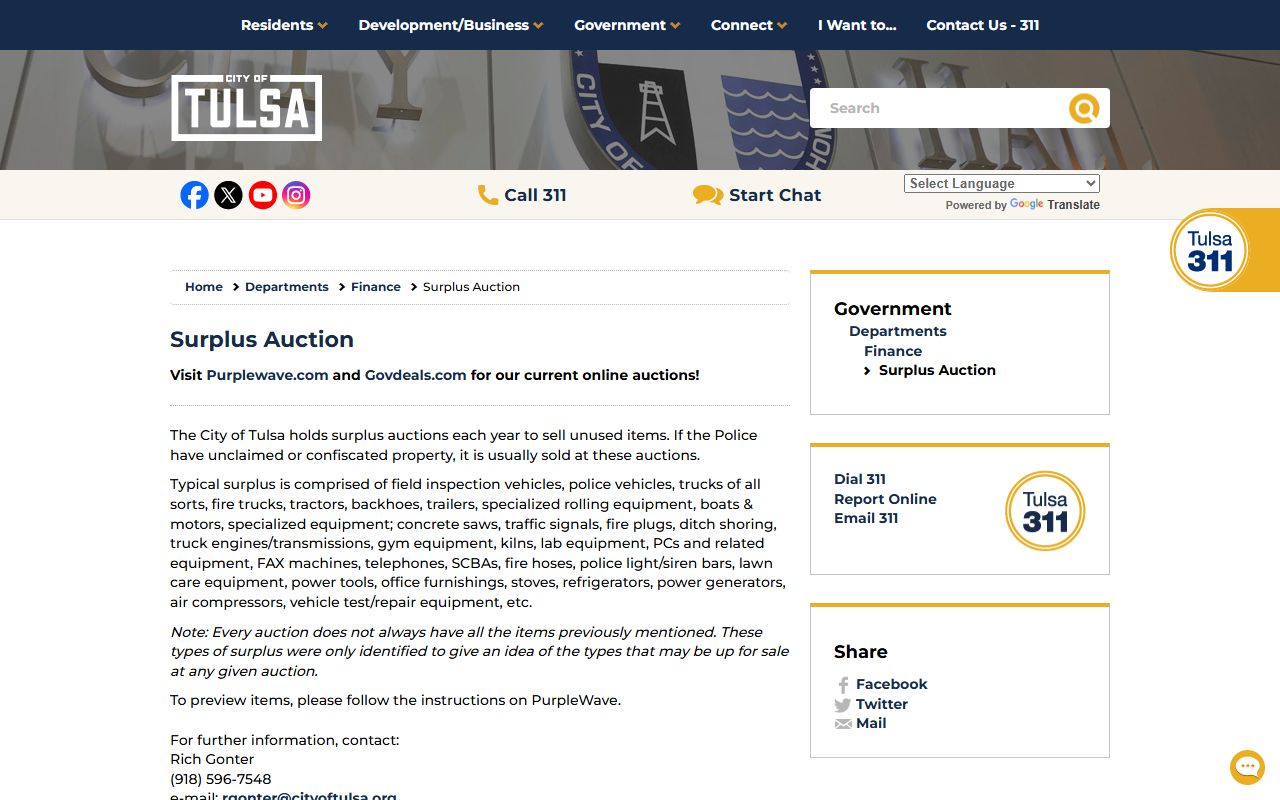 City of Tulsa surplus auction