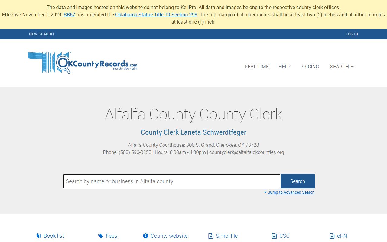 Alfalfa County Unclaimed Money - Records Search Portal