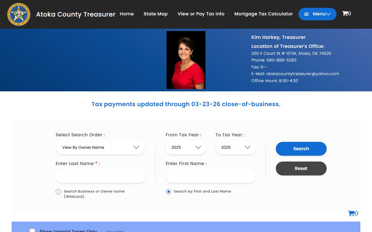 Atoka County Unclaimed Money - Treasurer Tax Records