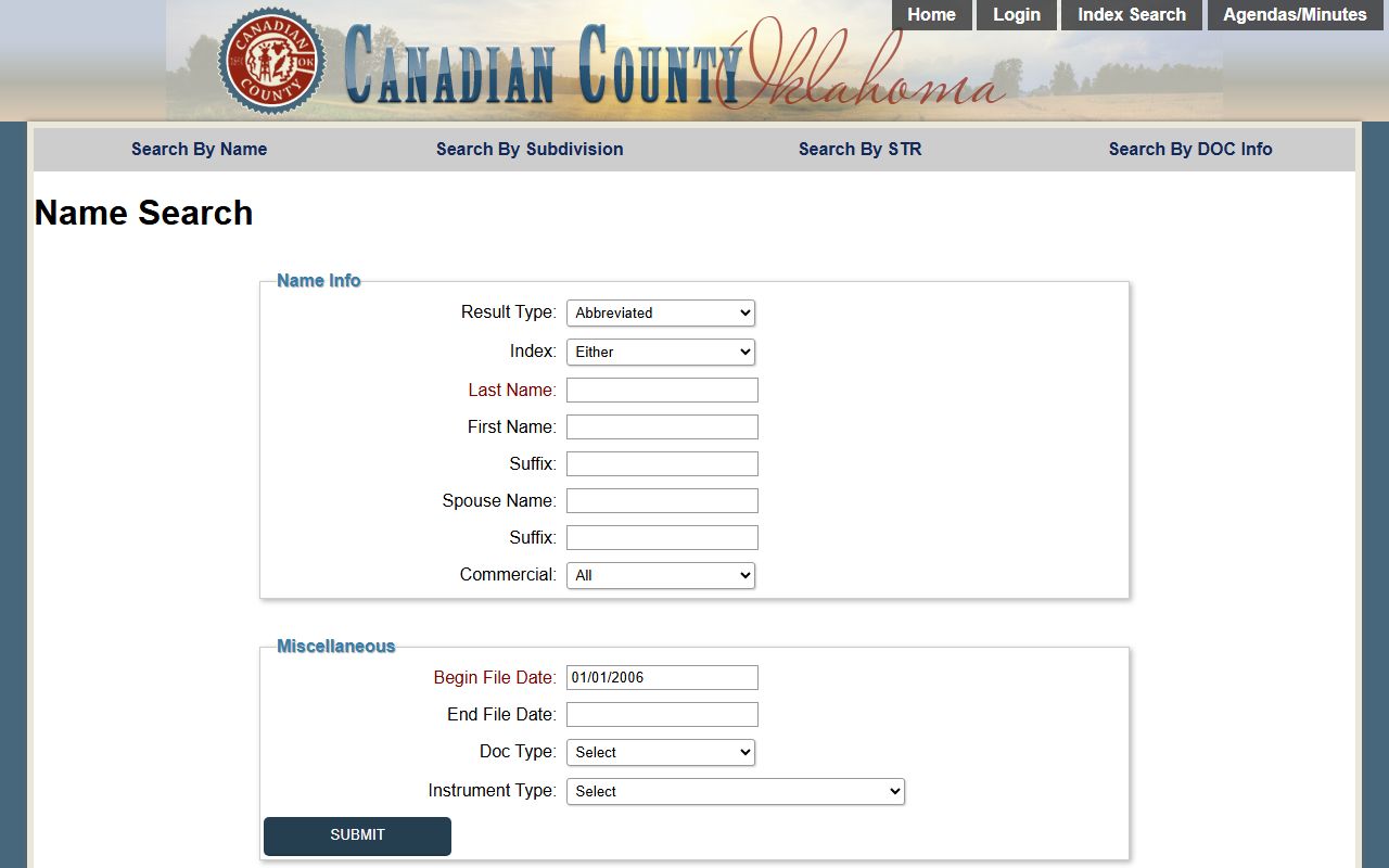 Canadian County Unclaimed Money - Land Records Search