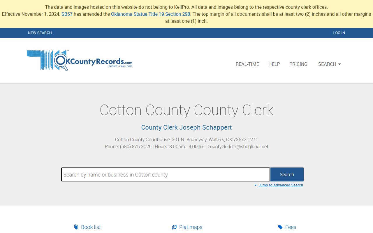 Cotton County clerk records portal for unclaimed money search