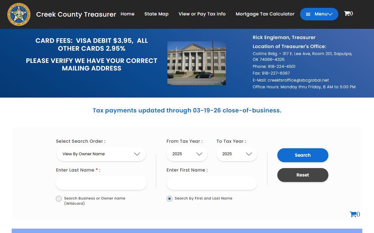 Creek County tax records search for unclaimed money
