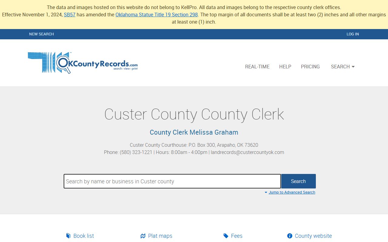 Custer County clerk records search portal for unclaimed money