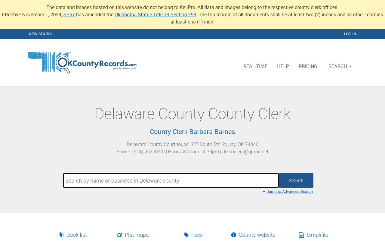 Delaware County Clerk records search portal for unclaimed money