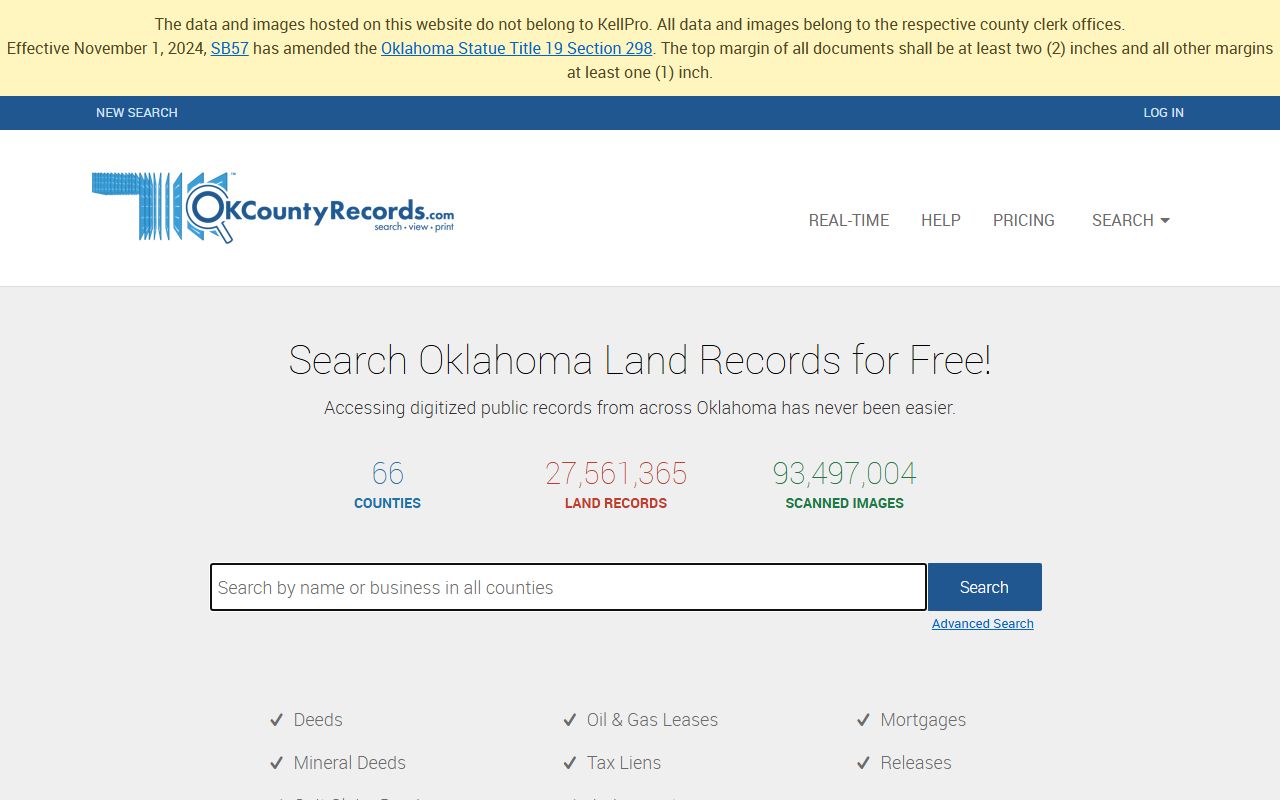 Garfield County Clerk records search portal for Enid and surrounding areas