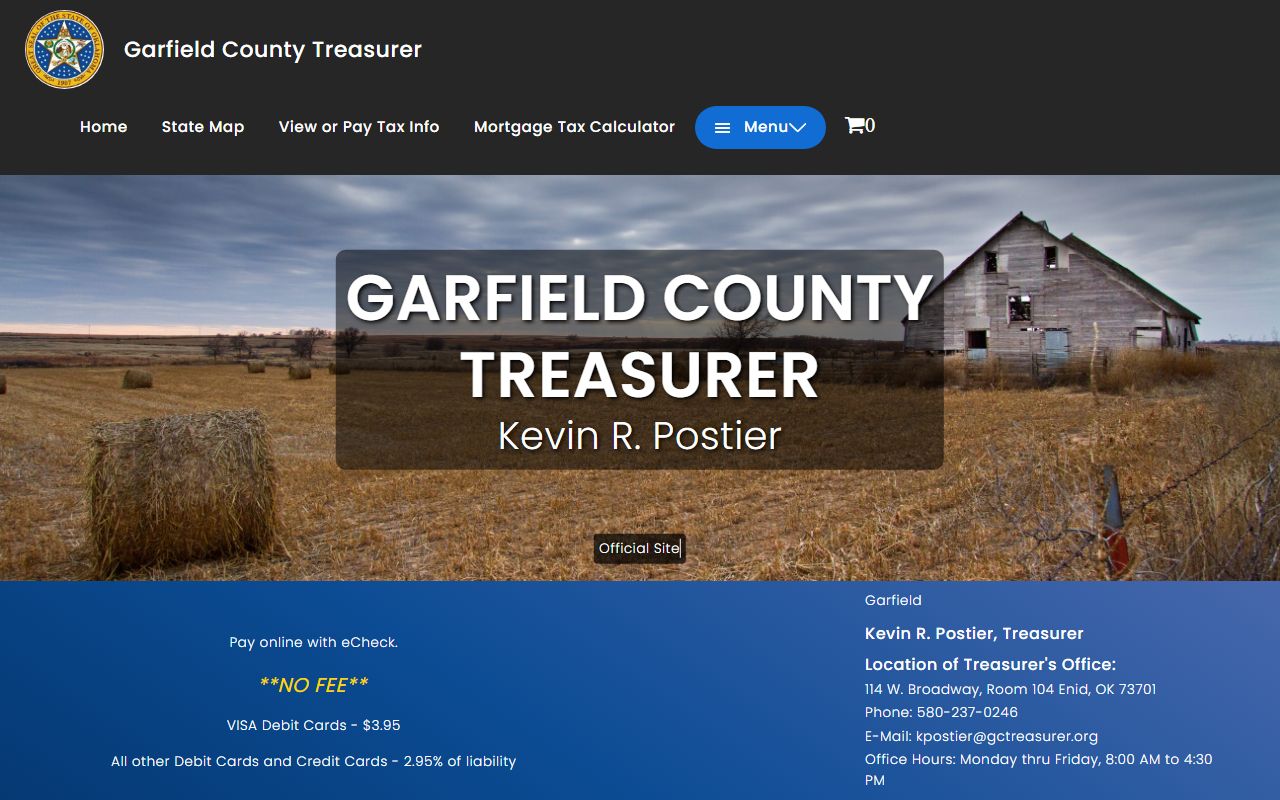 Garfield County Treasurer tax records for Enid area property owners