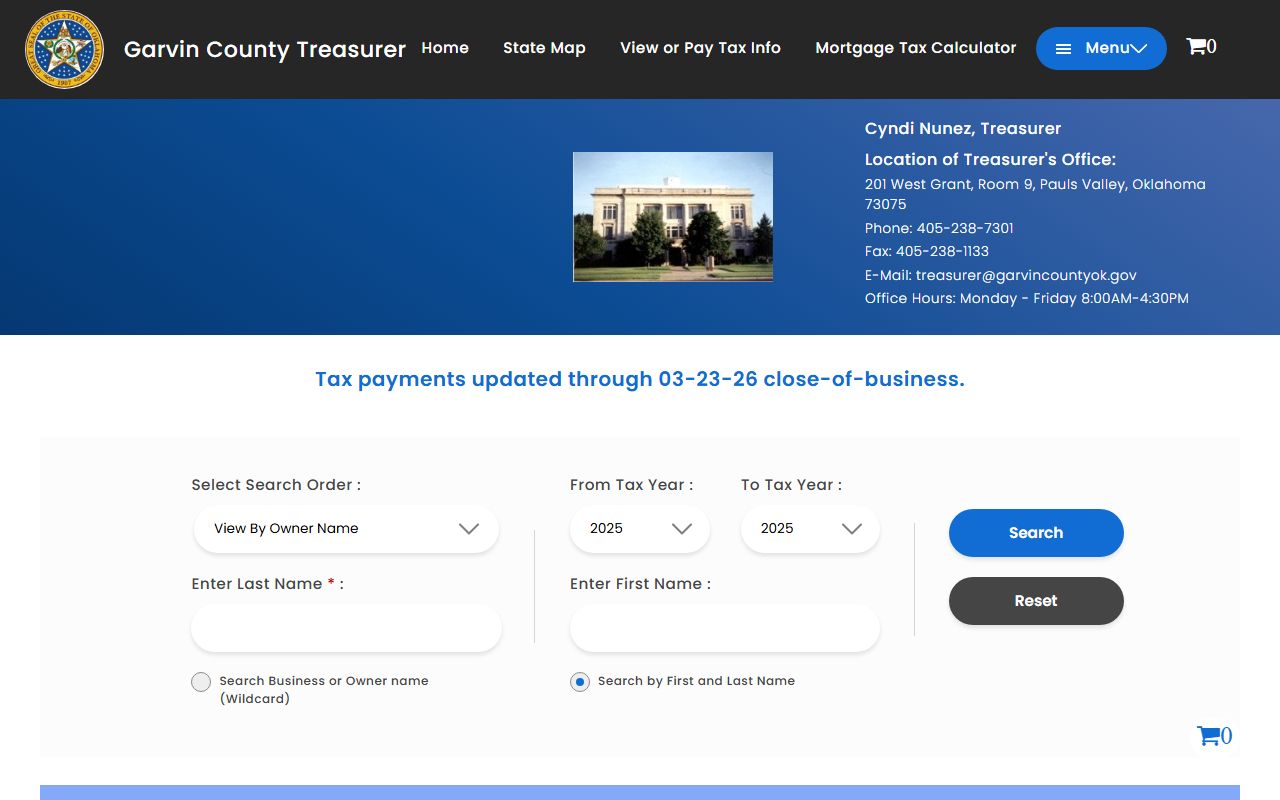 Garvin County tax roll search for property taxes and surplus unclaimed funds