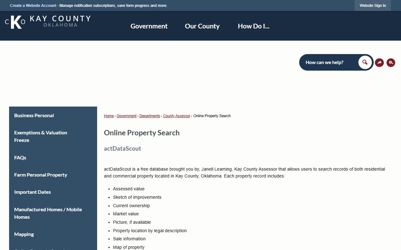 Kay County Unclaimed Money - Online Property Search