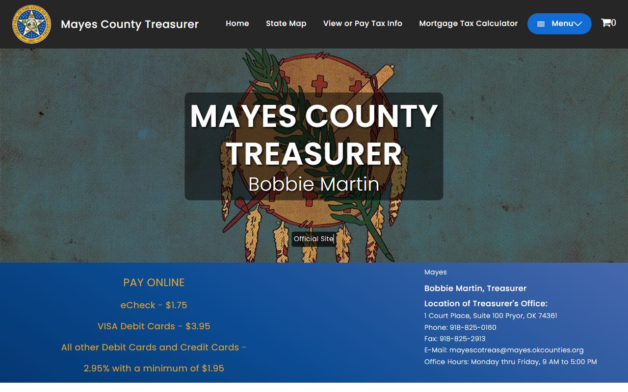 Mayes County tax records search portal for property and unclaimed money research