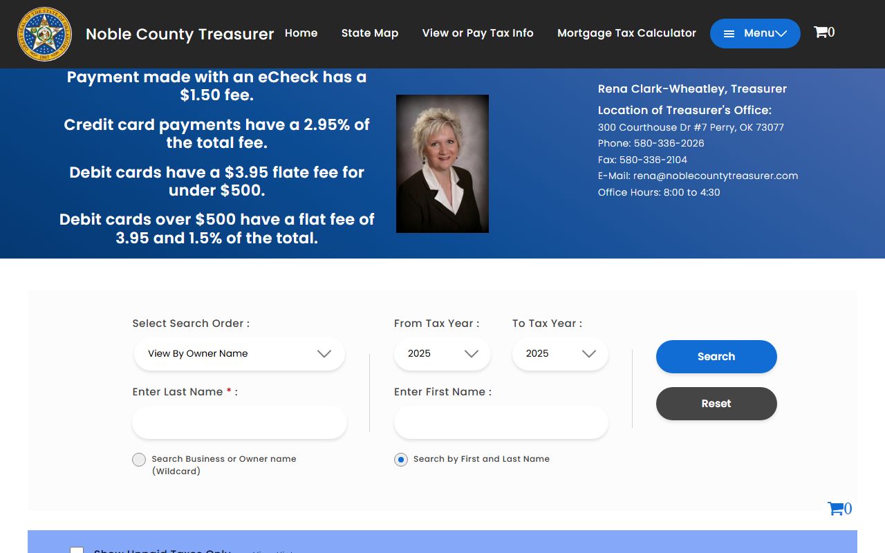 Noble County tax roll search portal for unclaimed money