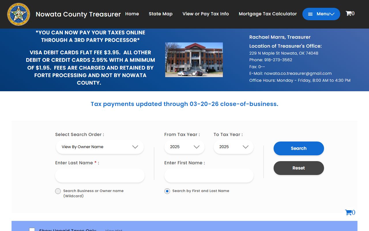 Nowata County tax roll search portal for unclaimed money