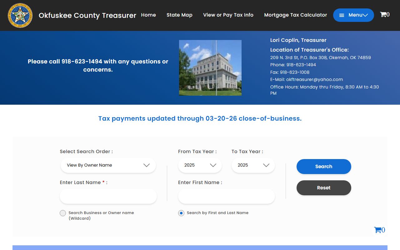 Okfuskee County tax roll search portal for unclaimed money
