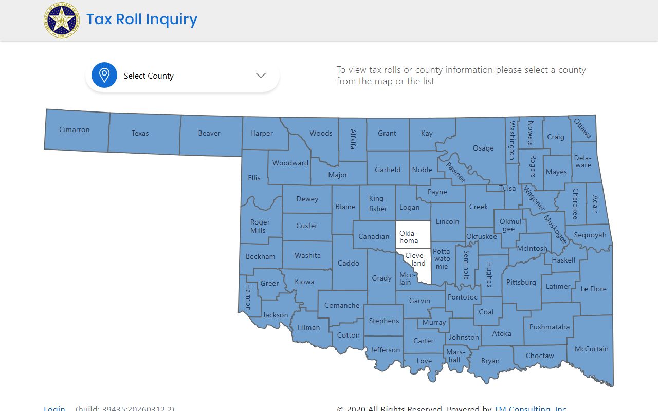 Oklahoma County tax roll search portal for unclaimed money