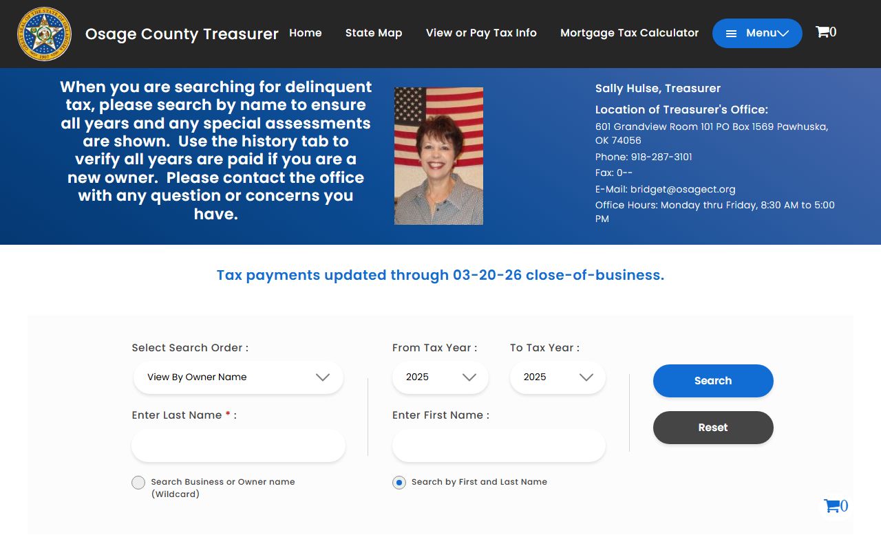 Osage County tax roll search portal for unclaimed money