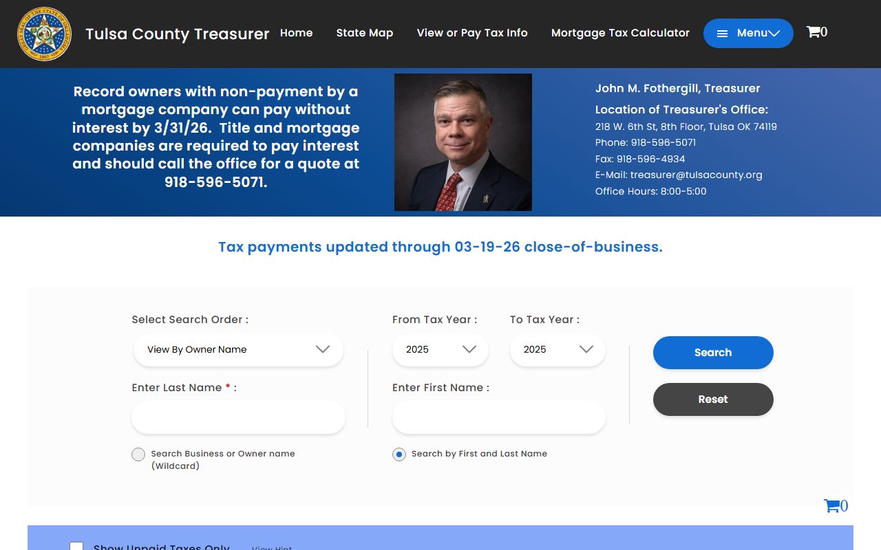 Tulsa County tax records portal for unclaimed money research