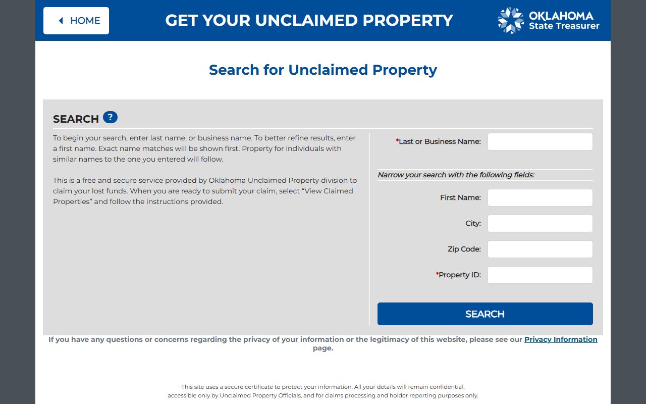 Oklahoma Unclaimed Money Claim Search Portal at yourmoney.ok.gov